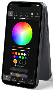 Glow lighting control app interface on a smartphone